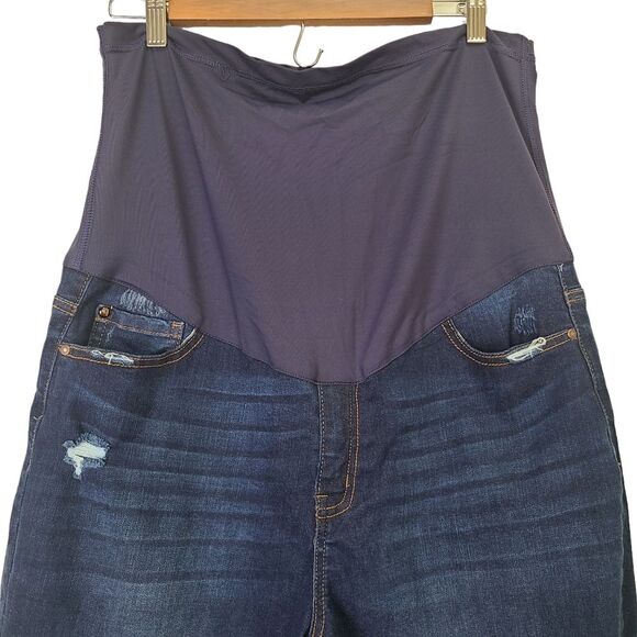 Pinkblush Womens Navy Blue Distressed Maternity Plus Size Jeans 1X - Picture 4 of 12